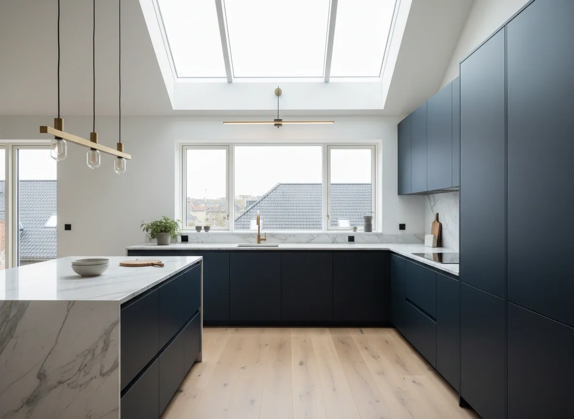 Nørrebro kitchen renovation with dark matte cabinetry